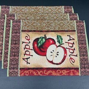 Tapestry Placemats Set of 3 Apple Orchard Farmhouse Rustic 18x13 Woven